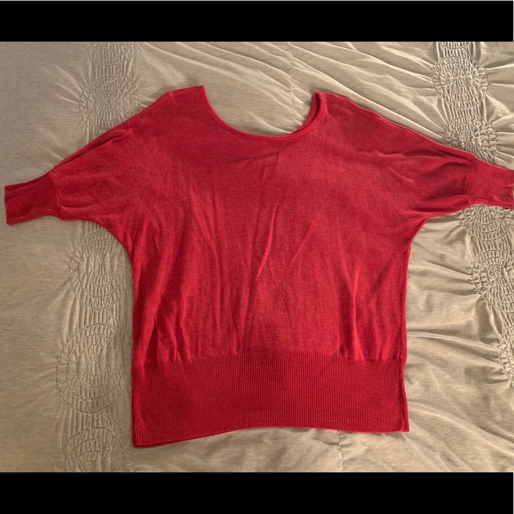 Red 3/4 Sleeve Sweater
